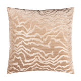 Tierra Abstract Velvet Cushion in taupe, square with a cut-velvet zigzag pattern rising across a plain velvet ground, shown against a white background.