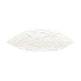 Tierra Abstract Velvet Cushion in white, shown side-on with square shape and raised abstract cut-velvet ridge pattern, on a plain white background.