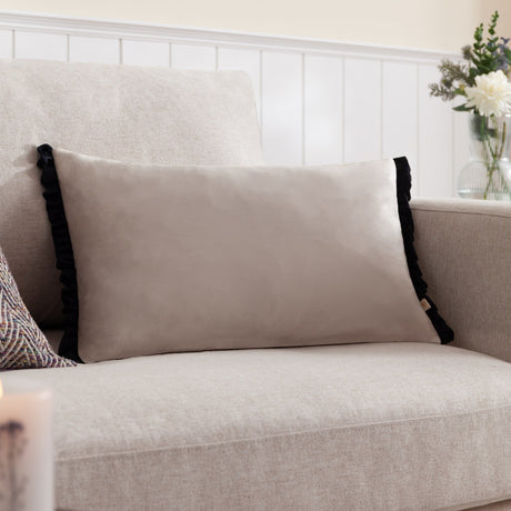 Tilly Plain Velvet Cushion - Lace/Black