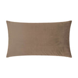 Rectangular lumbar cushion in solid taupe-brown velvet, plain reverse side shown against a white background.