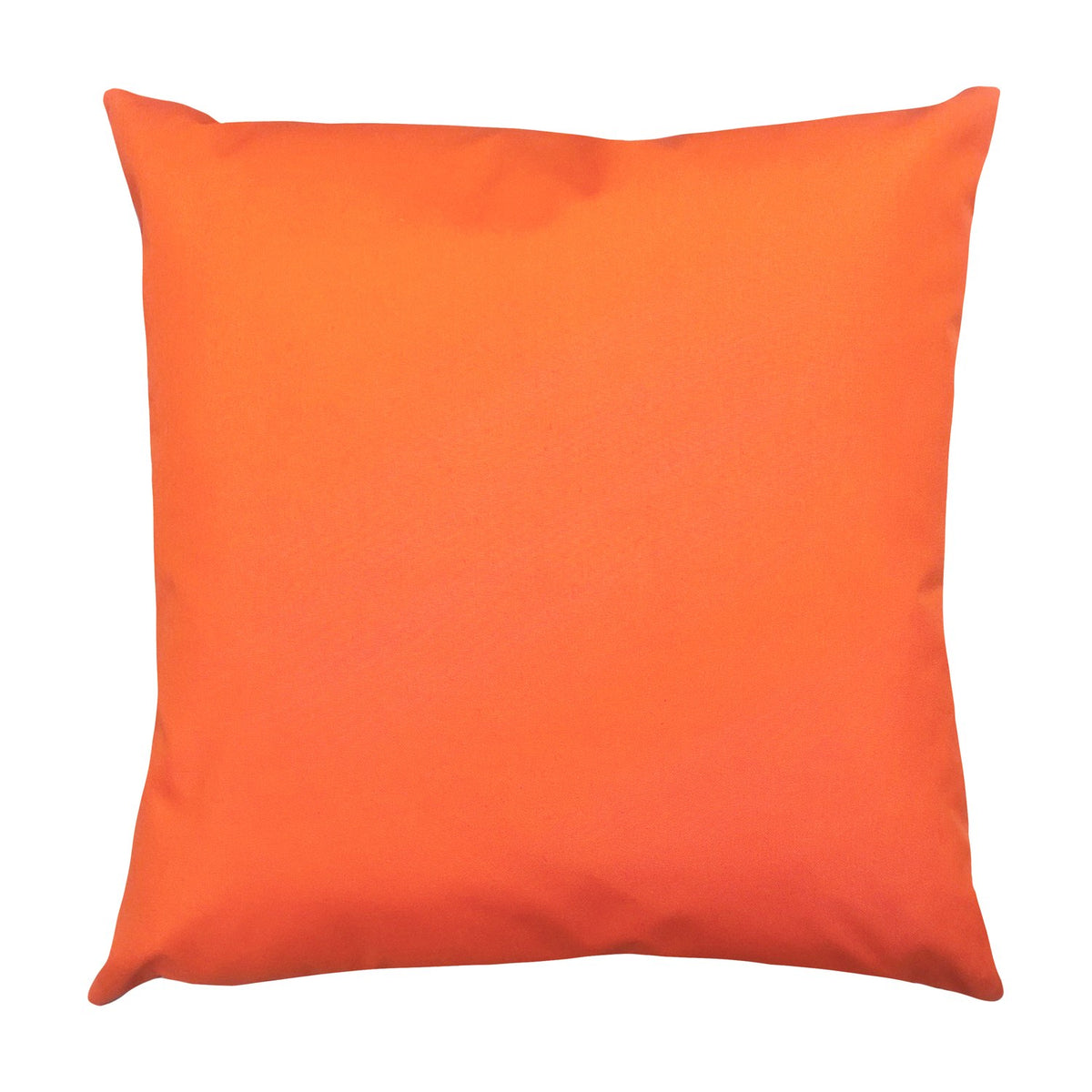 Tropez Abstract Polyester Cushion in solid orange, square shape with piped edges, shown plain-side on a white background.