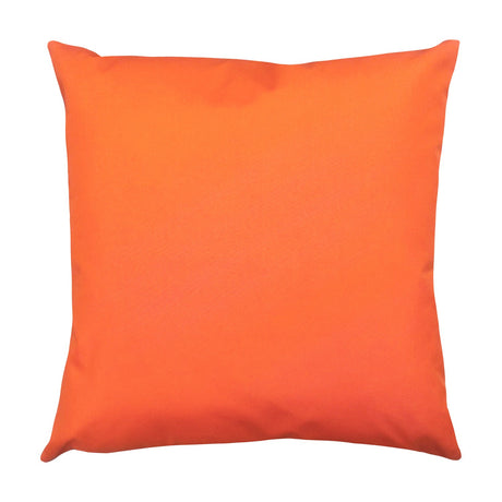 Tropez Abstract Polyester Cushion in solid orange, square shape with piped edges, shown plain-side on a white background.