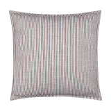 Truro Striped Cotton Cushion in chocolate brown, a square cushion with narrow woven stripes on a slub-weave cotton fabric, shown on a plain white background.