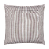 Truro Striped Cotton Cushion in chocolate brown and off-white, 45 x 45cm square with narrow woven stripes and rear zip opening, shown on a plain white background.