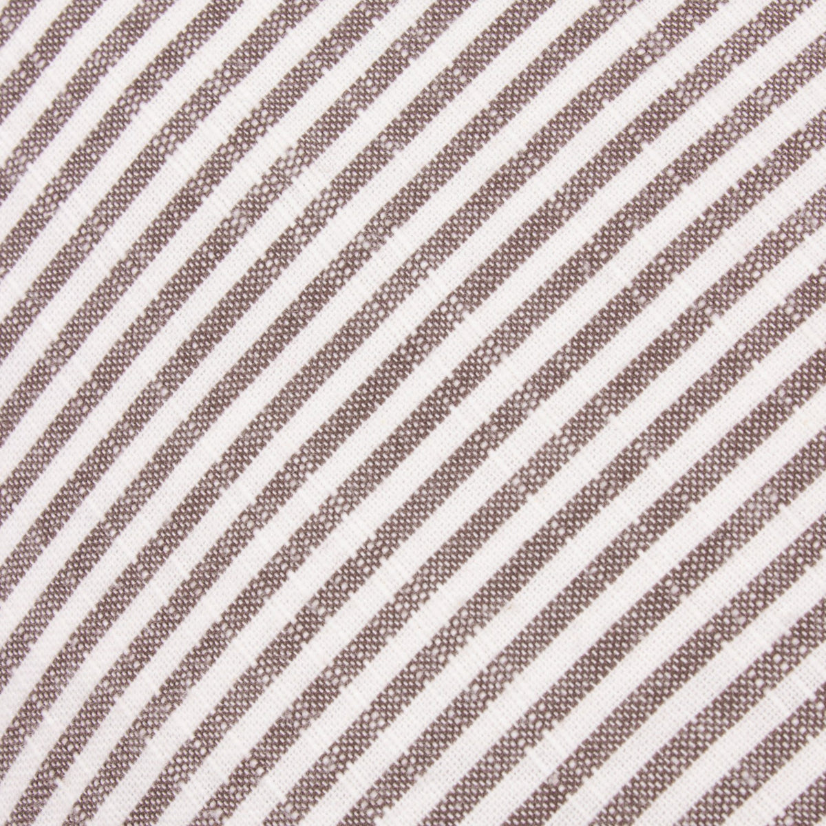 Truro Striped Cotton Cushion in chocolate brown, close-up of the woven diagonal stripe pattern on off-white slub cotton fabric.