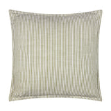 Truro Striped Cotton Cushion in moss green, square with narrow woven stripes and a slub-textured cotton finish, shown against a plain white background.