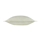 Truro Striped Cotton Cushion in moss green, shown side-on in a rectangular shape with fine woven stripes and piped edging, set against a plain white background.