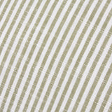 Close-up of the Truro Striped Cotton Cushion in moss green, showing narrow diagonal stripes on a slub-textured white cotton weave.