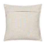 Truro Stripe Reversible Cotton Cushion in natural beige, showing the reverse envelope closure on a square cushion with narrow yarn-dyed stripes against a white background.