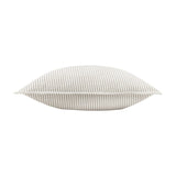 Truro Stripe Reversible Cotton Cushion in natural beige and white stripe, shown side-on to reveal its plump, textured cotton form on a white background.