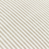 Close-up of the Truro Stripe cushion in natural showing narrow yarn-dyed beige and white stripes on a slub-textured pure cotton weave.