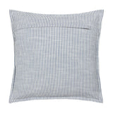 Truro Stripe Reversible Cotton Cushion in Skyline blue, square with narrow yarn-dyed stripes on white cotton and a hidden back opening, shown on a plain white background.
