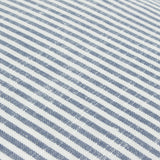 Close-up of the Truro Stripe Reversible Cotton Cushion in Skyline, showing narrow yarn-dyed blue and white stripes on a slub-textured cotton weave.