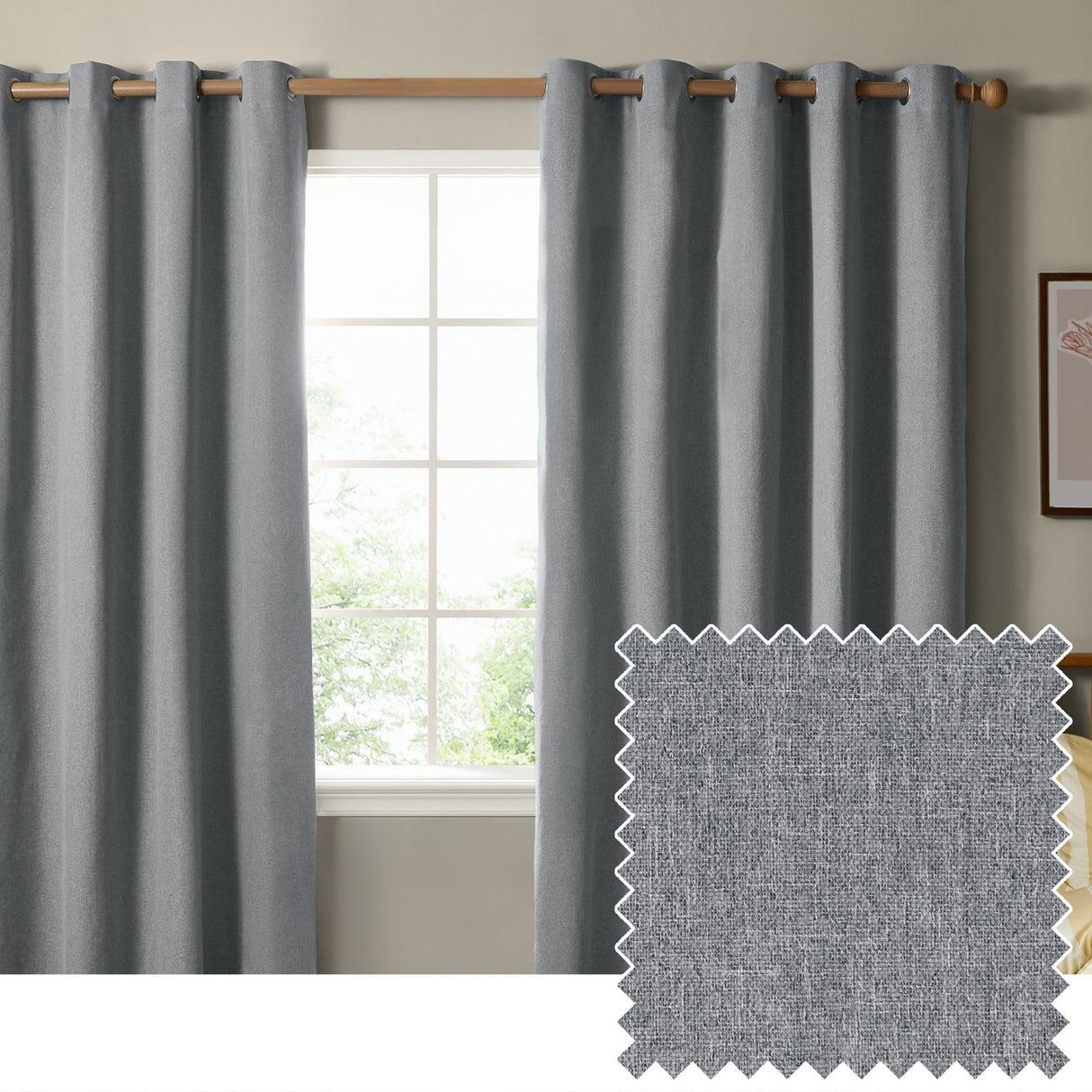 The Ultimate Blackout Plain Woven Eyelet Curtains - Denim