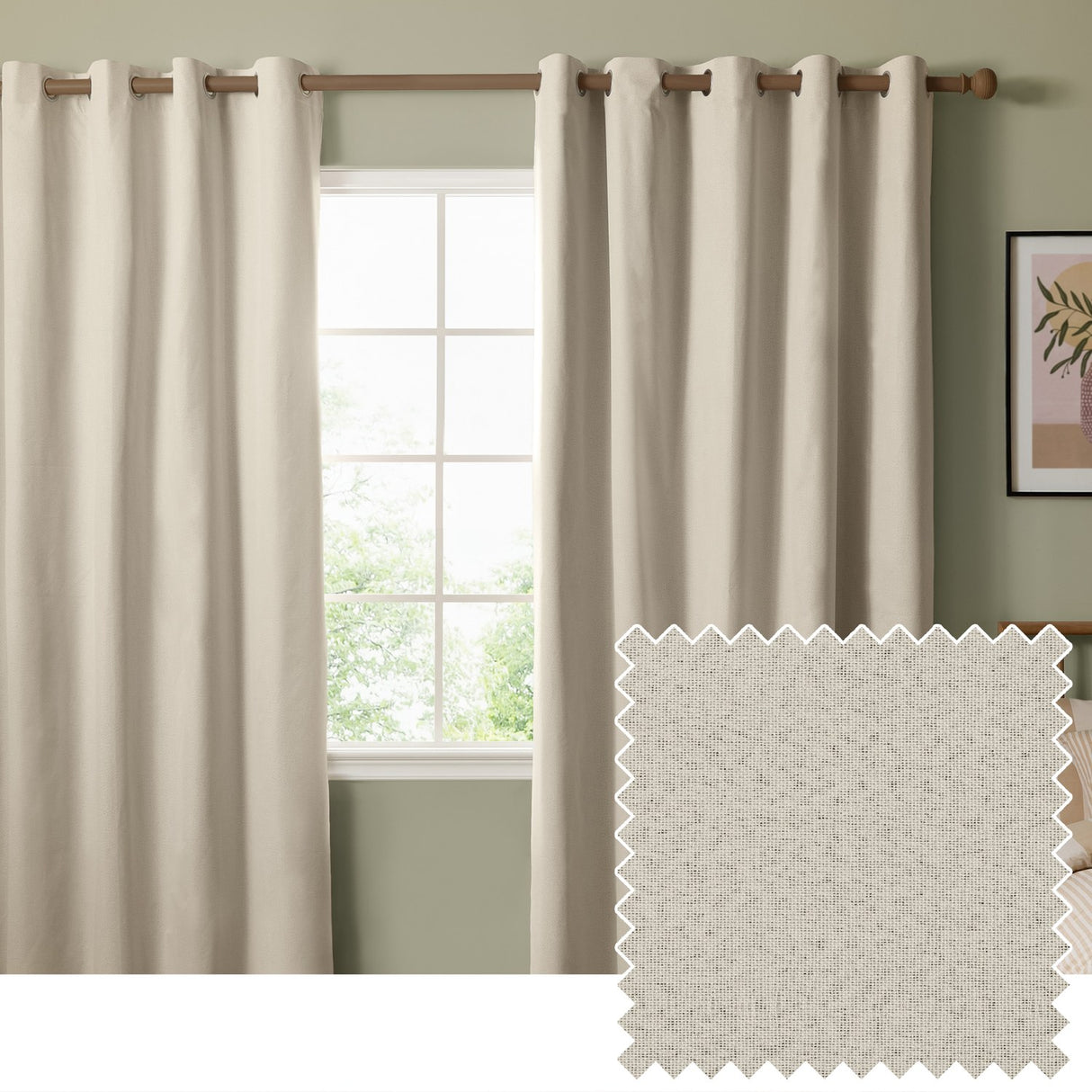 The Ultimate Blackout Plain Woven Eyelet Curtains - Ecru