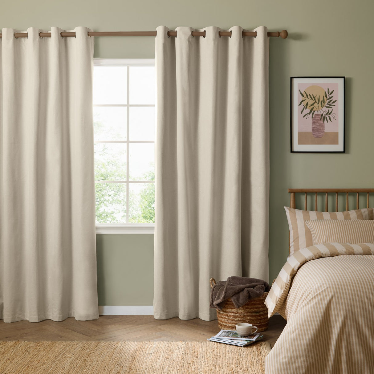 The Ultimate Blackout Plain Woven Eyelet Curtains - Ecru