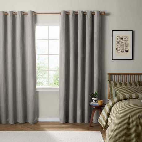 The Ultimate Blackout Plain Woven Eyelet Curtains - Grey