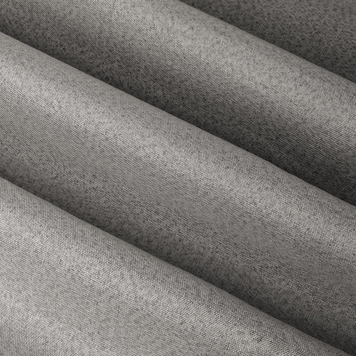 Close-up of The Ultimate Blackout Plain Woven Eyelet Curtains in grey, showing the textured woven polyester fabric with soft folds and an even, matte finish.