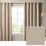 The Ultimate Blackout Plain Woven Eyelet Curtains - Natural