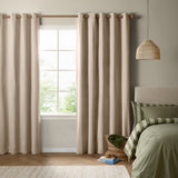 The Ultimate Blackout Plain Woven Eyelet Curtains - Natural