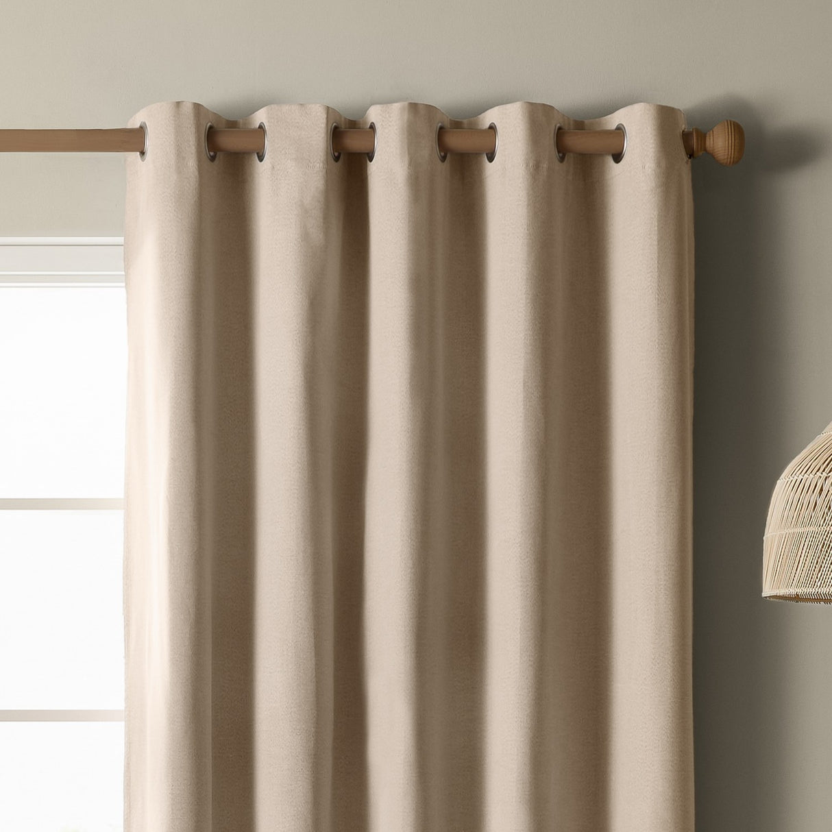 The Ultimate Blackout Plain Woven Eyelet Curtains - Natural