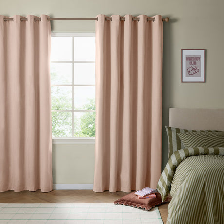 The Ultimate Blackout Plain Woven Eyelet Curtains - Pink