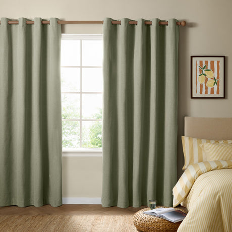 The Ultimate Blackout Plain Woven Eyelet Curtains - Sage