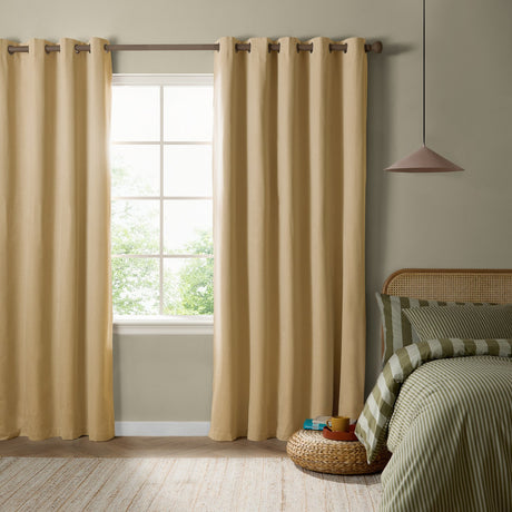 The Ultimate Blackout Plain Woven Eyelet Curtains - Yellow