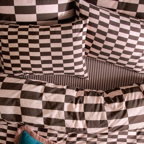 The Ultimate Checkerboard Cotton Blend Pillowcase Pair - Berry Brownie