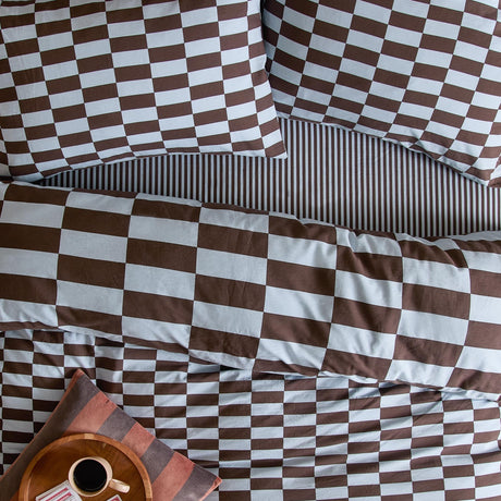 The Ultimate Checkerboard Cotton Blend Pillowcase Pair - Blueberry Muffin