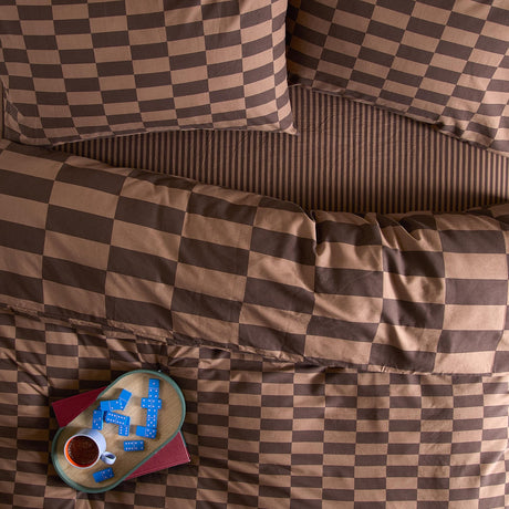 The Ultimate Checkerboard Cotton Blend Pillowcase Pair - Chocolate Truffle