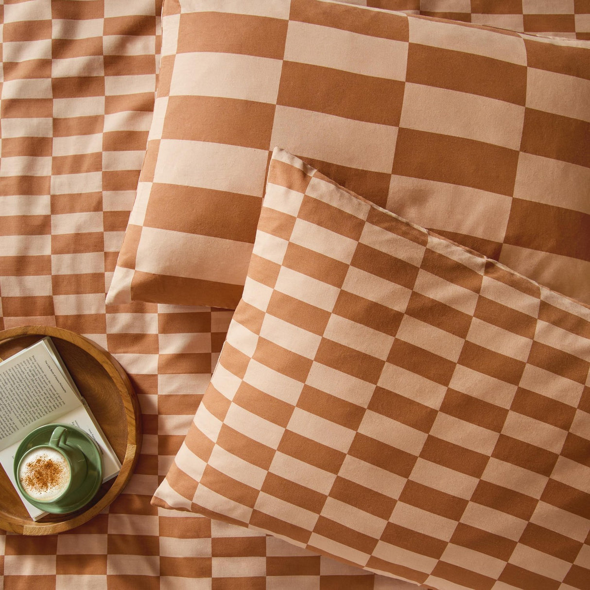 The Ultimate Checkerboard Cotton Blend Pillowcase Pair - Pumpkin Spice