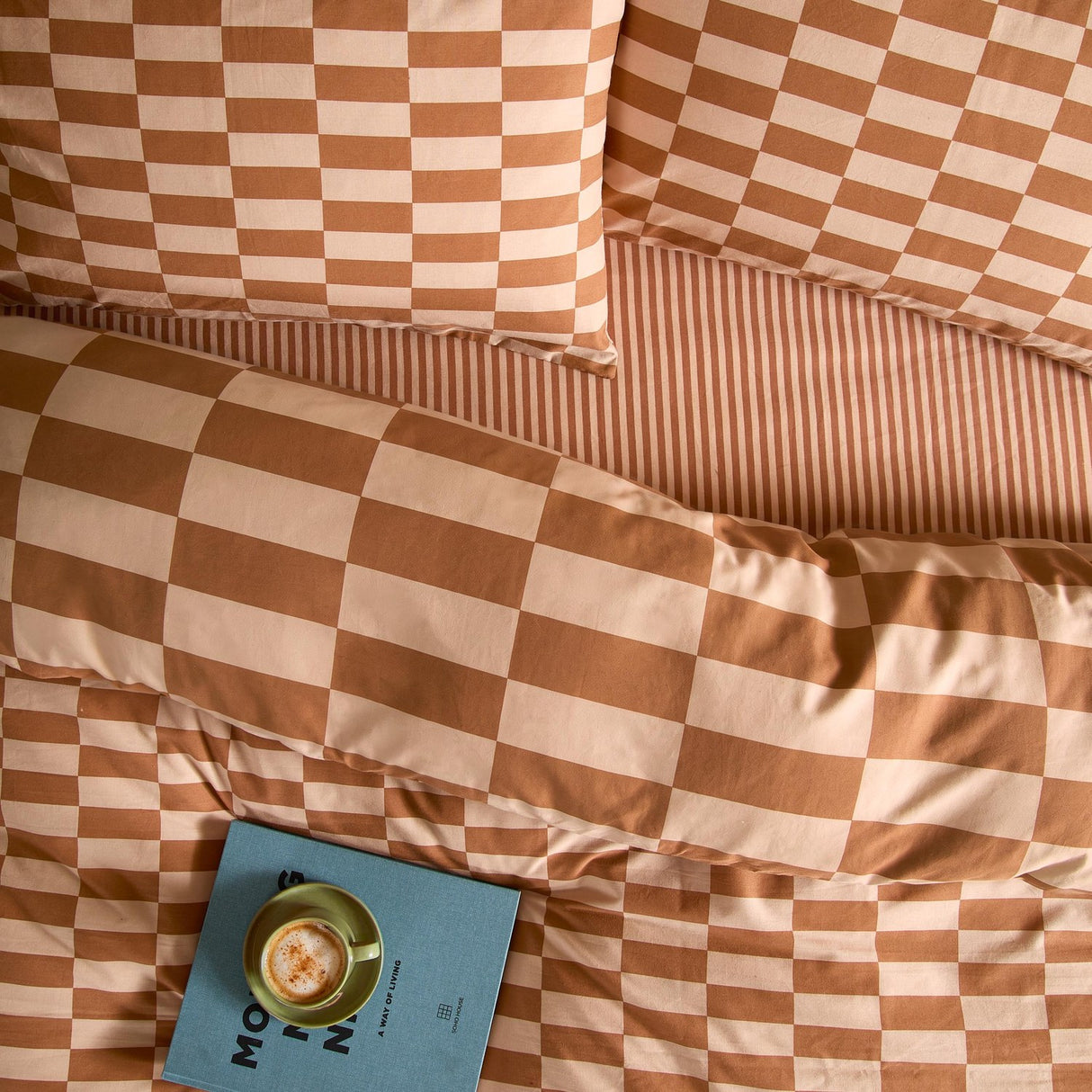 The Ultimate Checkerboard Cotton Blend Pillowcase Pair - Pumpkin Spice