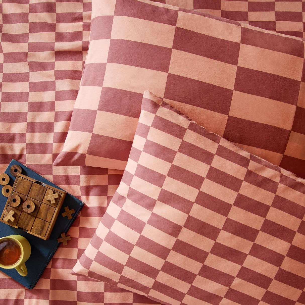 The Ultimate Checkerboard Cotton Blend Pillowcase Pair - Raspberry Smoothie