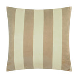 Square 45 x 45cm cushion in striped velvet jacquard, featuring alternating tan and pale green vertical bands, shown against a plain white background.