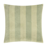 The Ultimate Stripe Jacquard Velvet Cushion in Matcha Latte, a square cushion with woven tone-on-tone green stripes, shown on a plain white background.