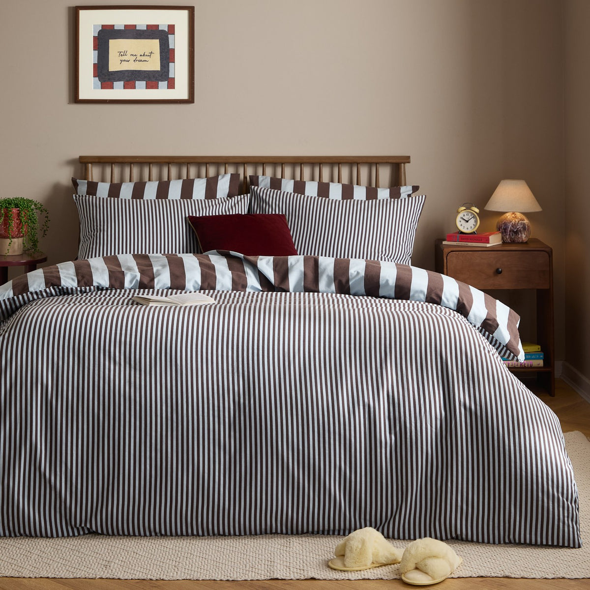 The Ultimate Stripe Reversible Duvet Cover Set - Blueberry Muffin