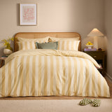 The Ultimate Stripe Reversible Duvet Cover Set - Custard Cream