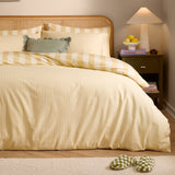 The Ultimate Stripe Reversible Duvet Cover Set - Custard Cream