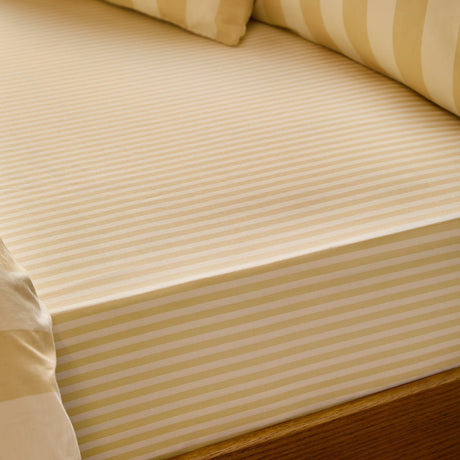 The Ultimate Stripe Cotton Blend Fitted Sheet - Custard Cream