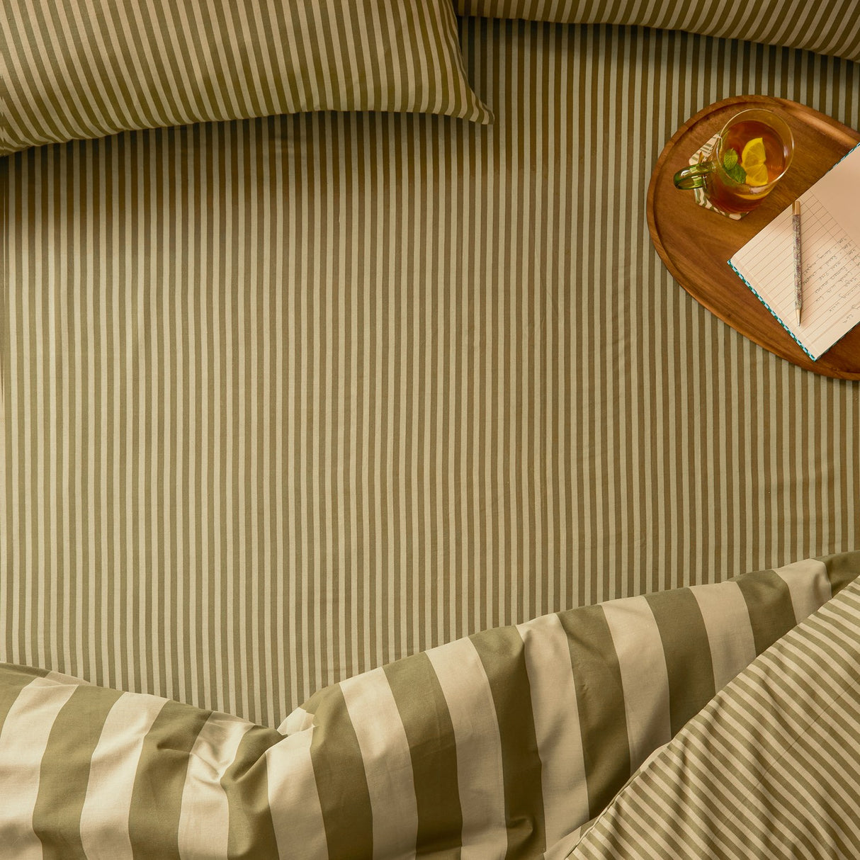 The Ultimate Stripe Printed Cotton Blend Fitted Sheet - Green Tea