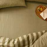 The Ultimate Stripe Printed Cotton Blend Fitted Sheet - Green Tea