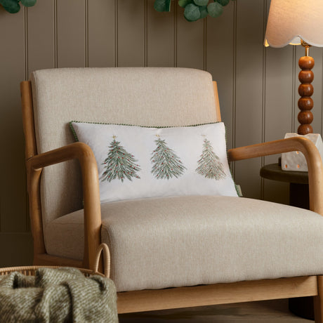 Twinkling Tree Woodland Velvet Cushion - Green