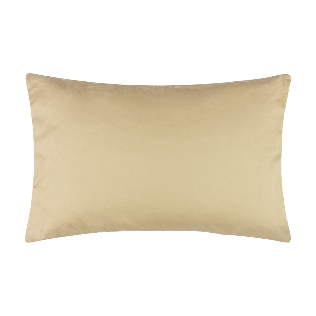 Rectangular cotton jacquard cushion in plain gold with a subtle woven sheen, shown reverse side against a white background.