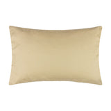 Rectangular cotton jacquard cushion in plain gold with a subtle woven sheen, shown reverse side against a white background.
