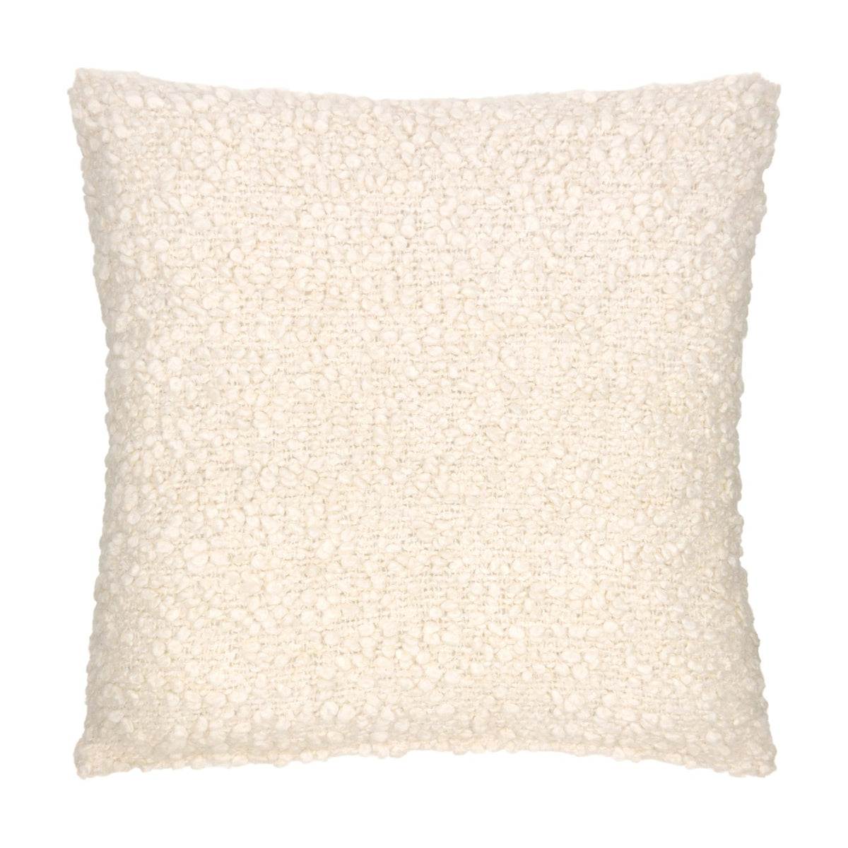 Ulsmere Wool Cotton Cushion in Ecru, a square 45x45cm cushion with an all-over bouclé textured cover, shown on a plain white background.