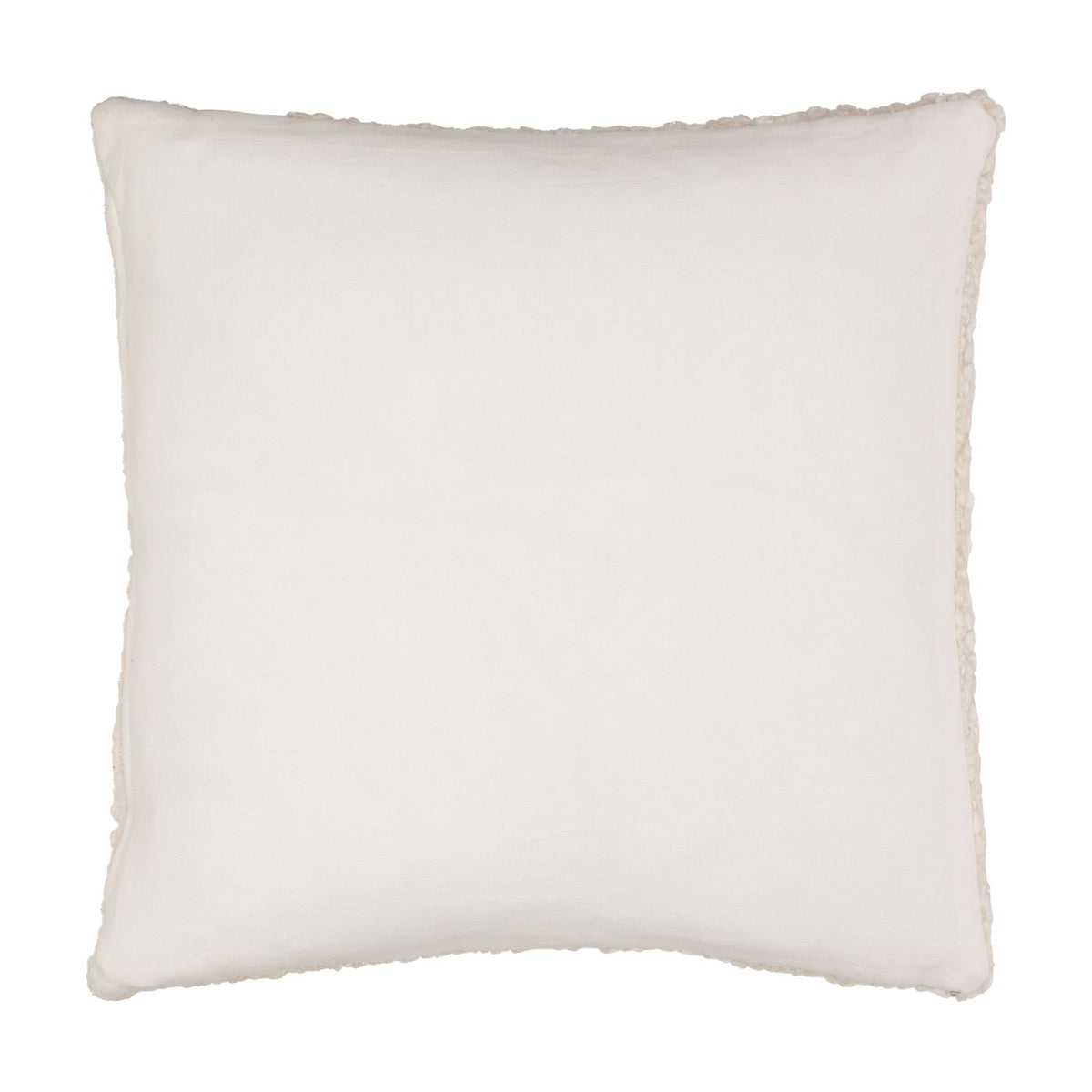 Ulsmere Wool Cotton Cushion in Ecru, a square 45 x 45cm cushion with a plain cream fabric face and fringed edge trim, shown on a white background.