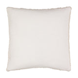 Ulsmere Wool Cotton Cushion in Ecru, a square 45 x 45cm cushion with a plain cream fabric face and fringed edge trim, shown on a white background.