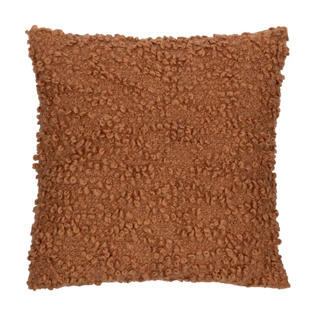 Ulsmere Wool Cotton Cushion in ginger, square with a dense boucle textured face, photographed against a plain white background.