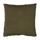 Ulsmere Wool Cotton Cushion in Lichen, square with plain cotton back and bouclé-trimmed edge, shown on a plain white background.